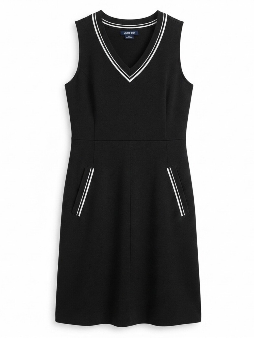 Lands' End Black and White Dress with Elegant Design Size 14